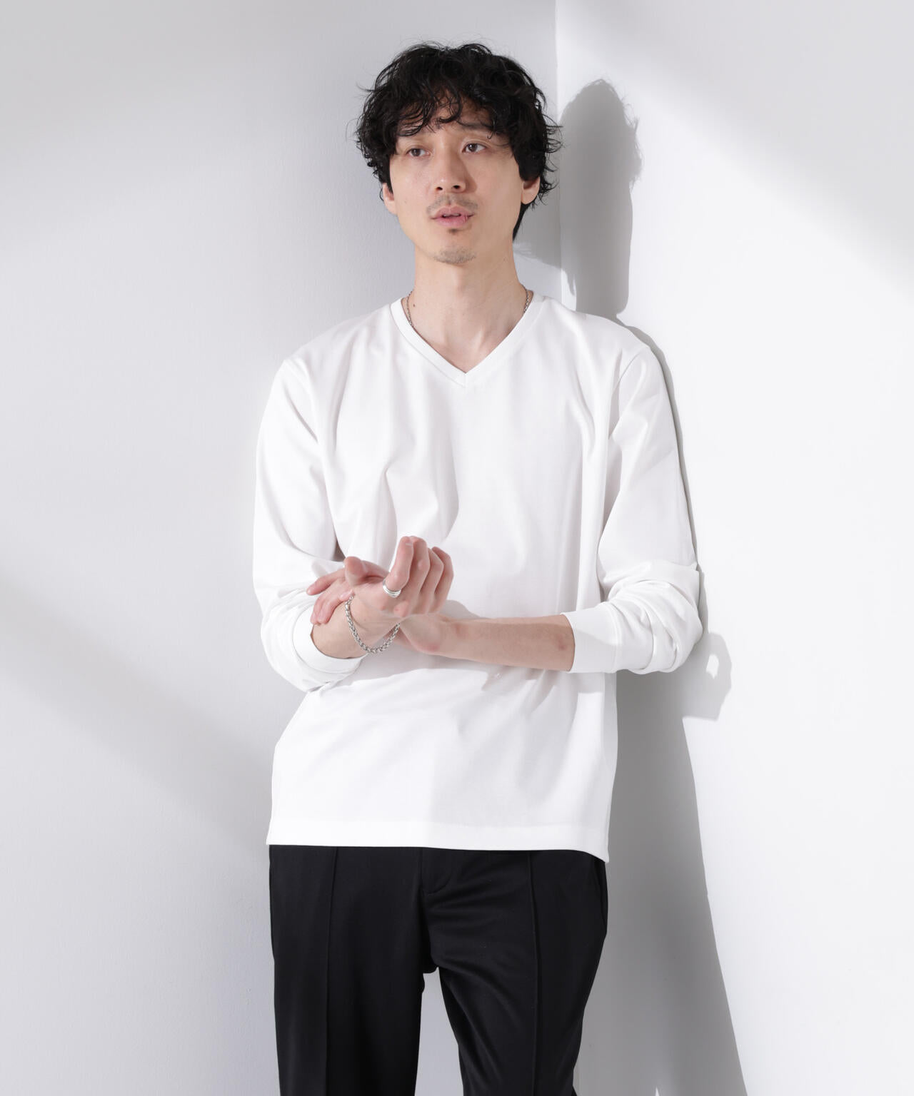 アンチスメル VネックTシャツ 長袖