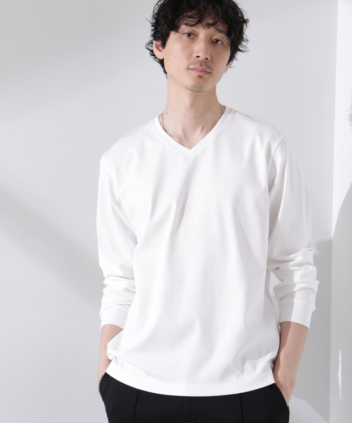アンチスメル VネックTシャツ 長袖