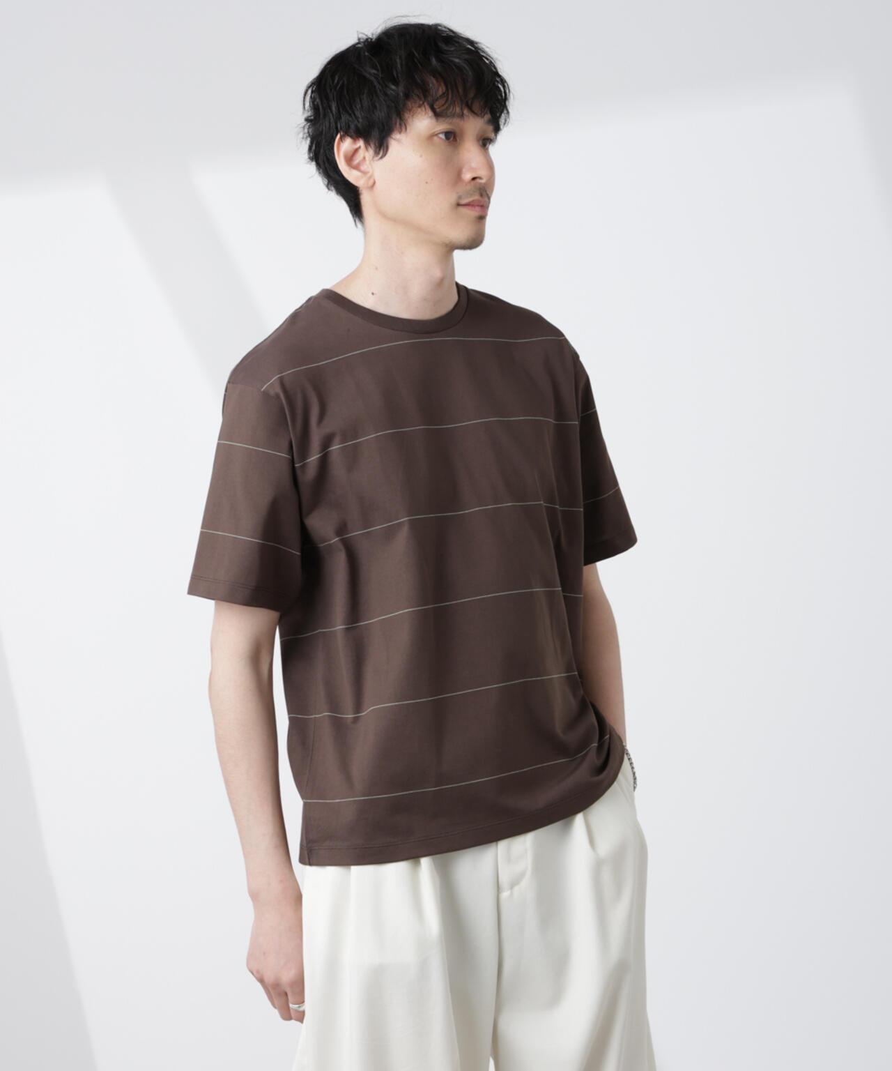 パネルボーダーTシャツ 半袖