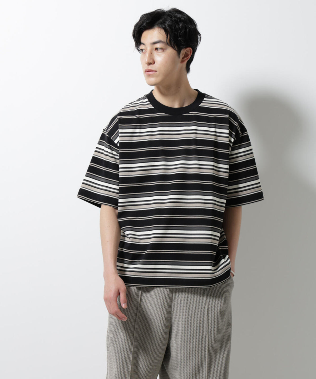 マルチボーダーリラックスTシャツ 半袖