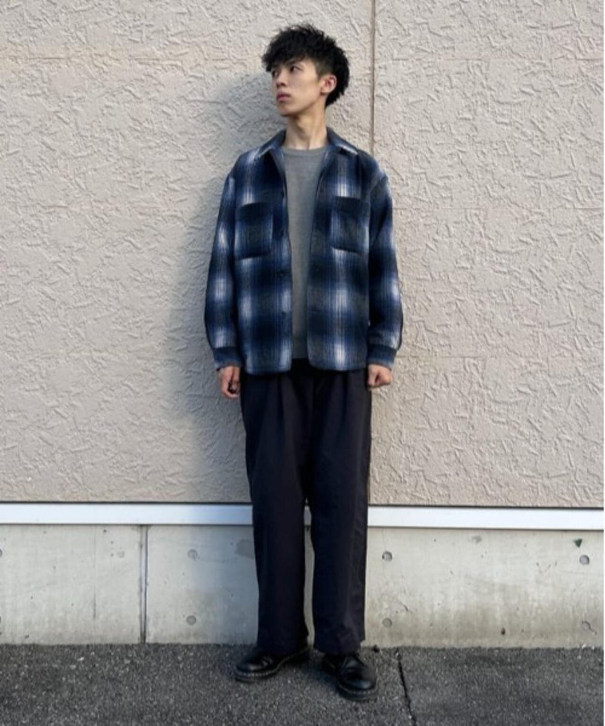 テックメルトンチェックシャツブルゾン