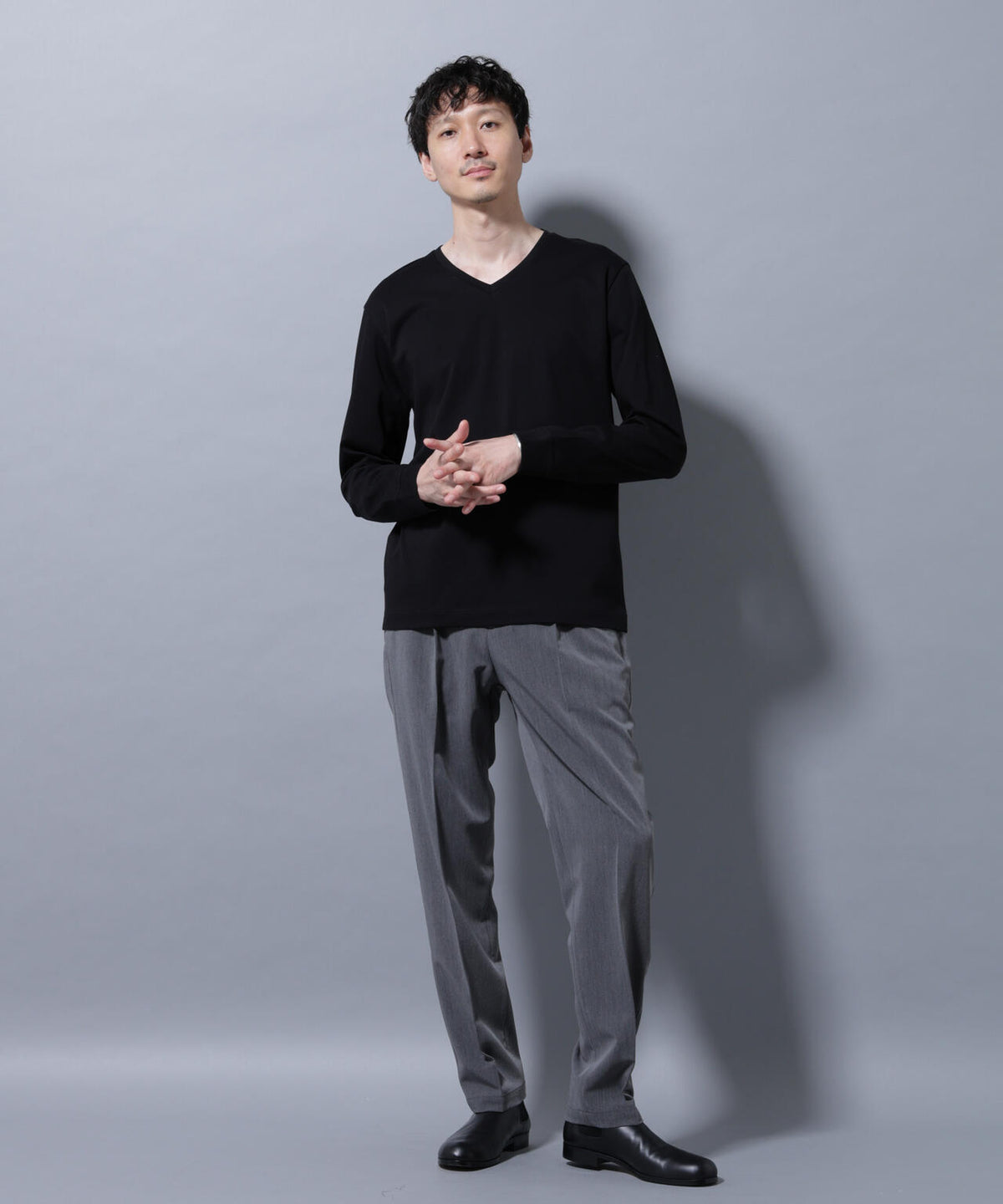 アンチスメルVネックTシャツ 長袖