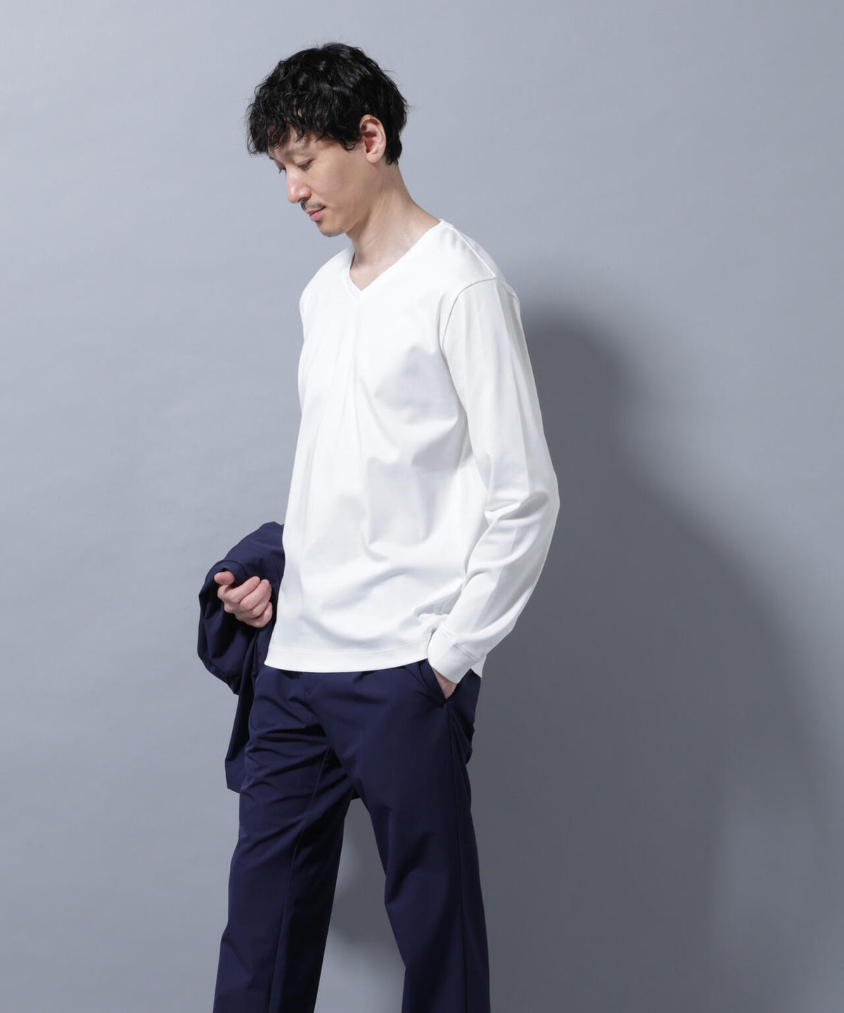 アンチスメルVネックTシャツ 長袖