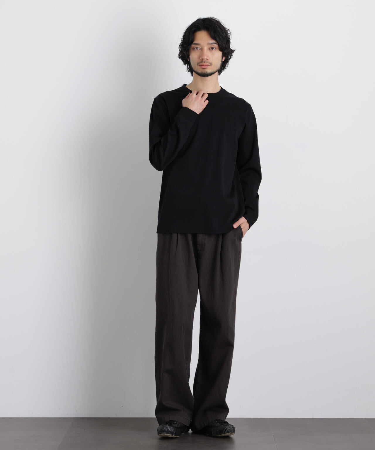 アンチスメルクルーネックTシャツ 長袖