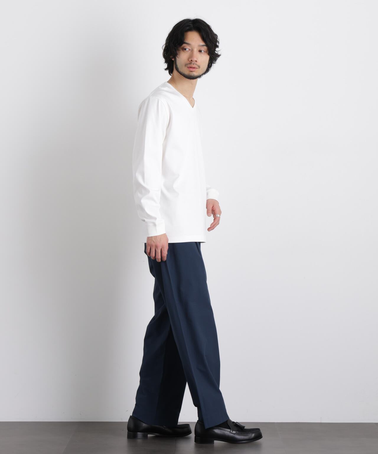 アンチスメルVネックTシャツ 長袖