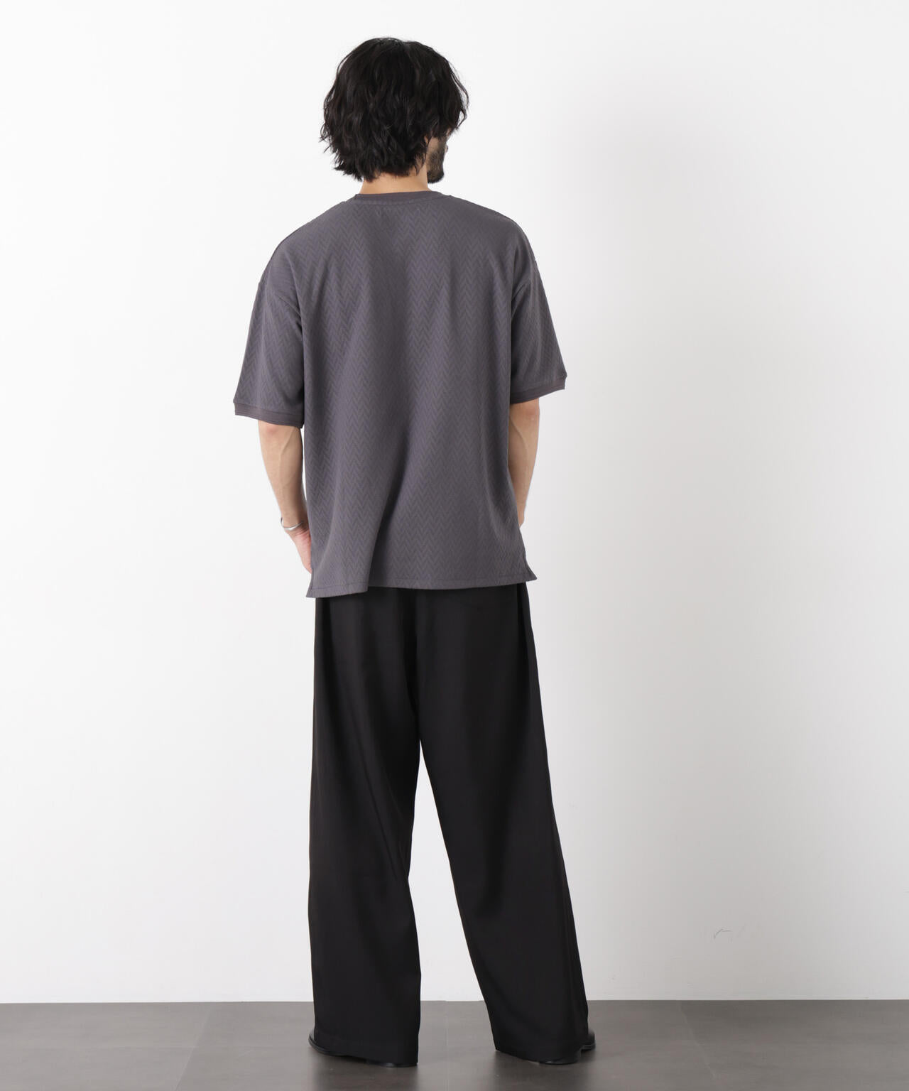 ヘリンボンジャガードTシャツ 半袖