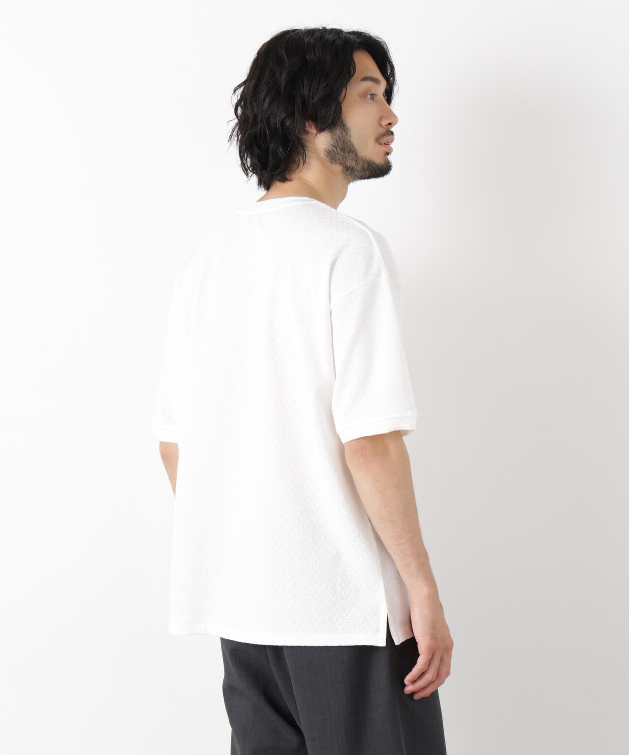 ヘリンボンジャガードTシャツ 半袖