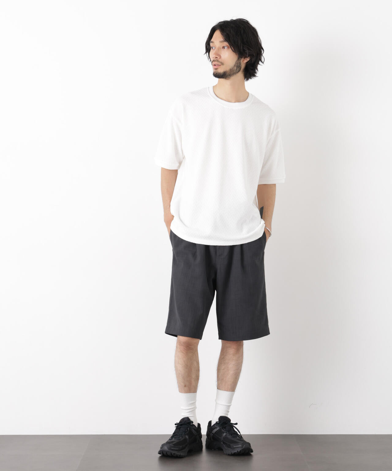 ヘリンボンジャガードTシャツ 半袖