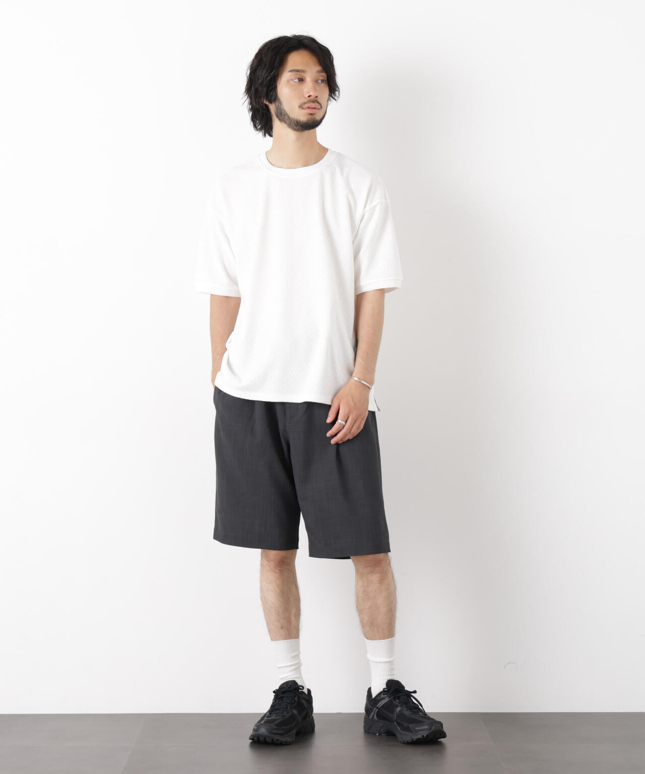 ヘリンボンジャガードTシャツ 半袖