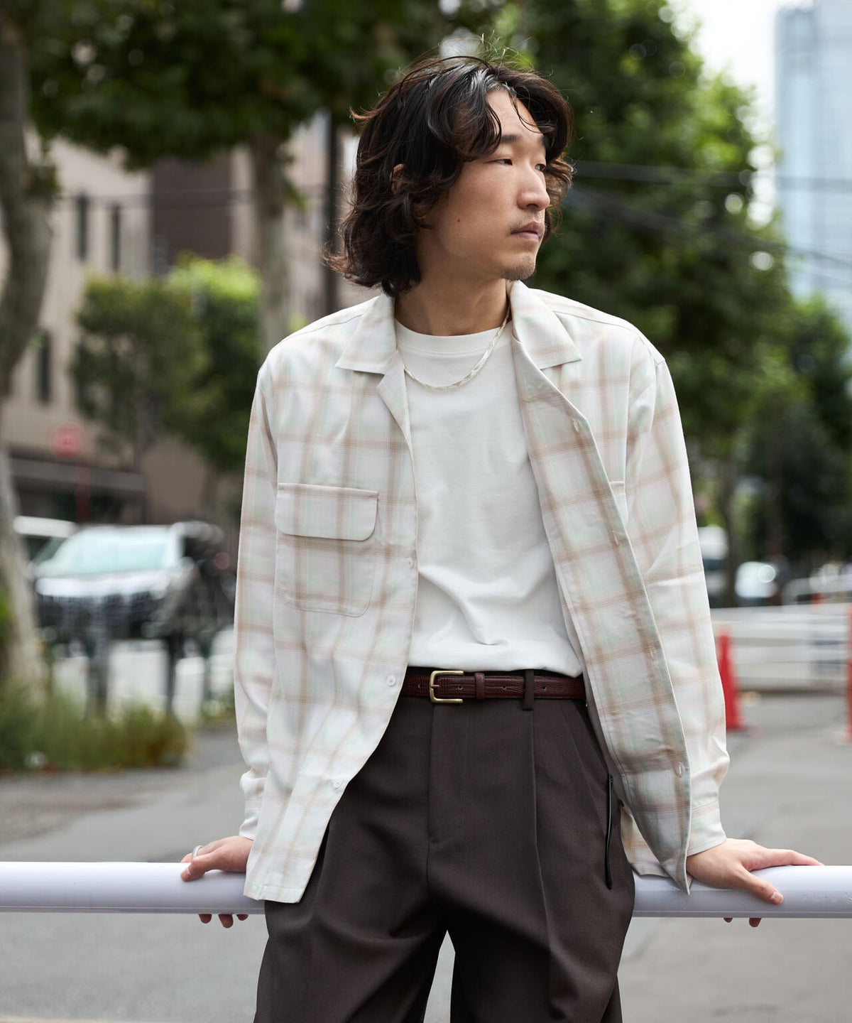 WEB限定/TRドレープオンブレーシャツ 長袖