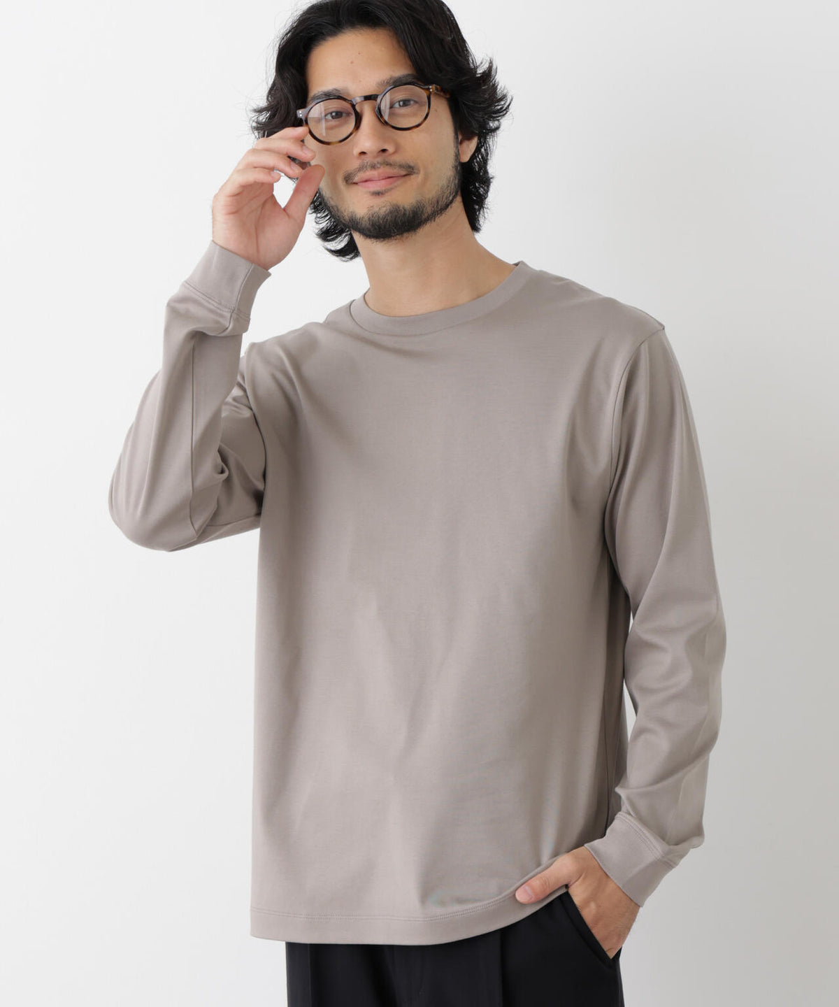 アンチスメルクルーネックTシャツ 長袖