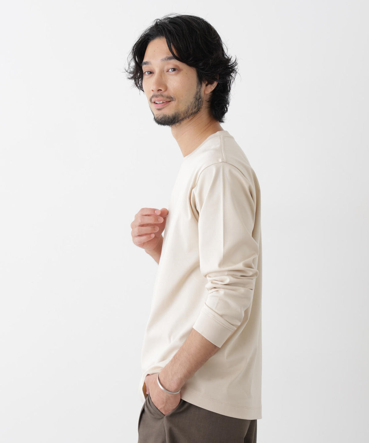 アンチスメルクルーネックTシャツ 長袖