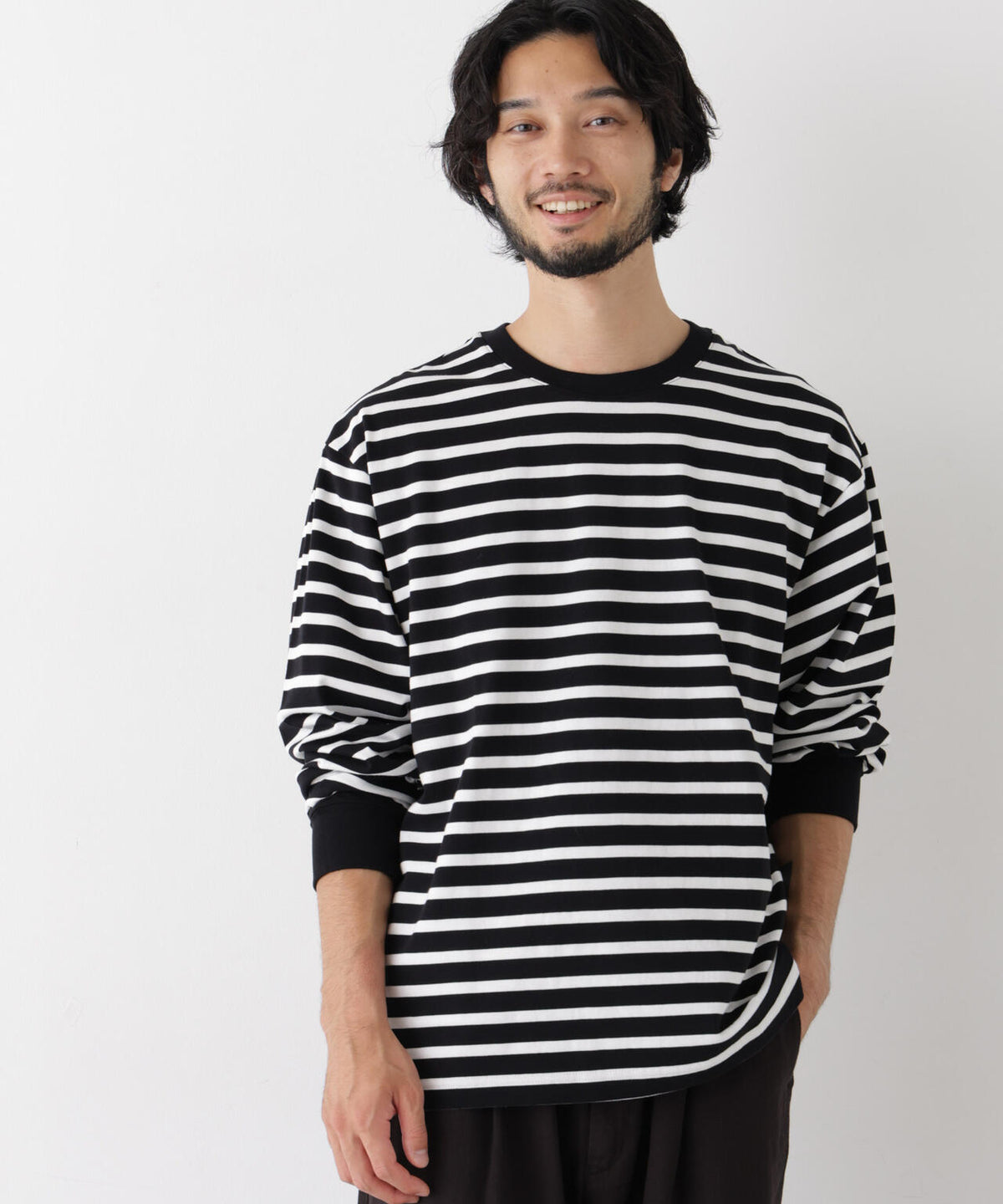 コーマコットン先染めボーダーTシャツ 長袖