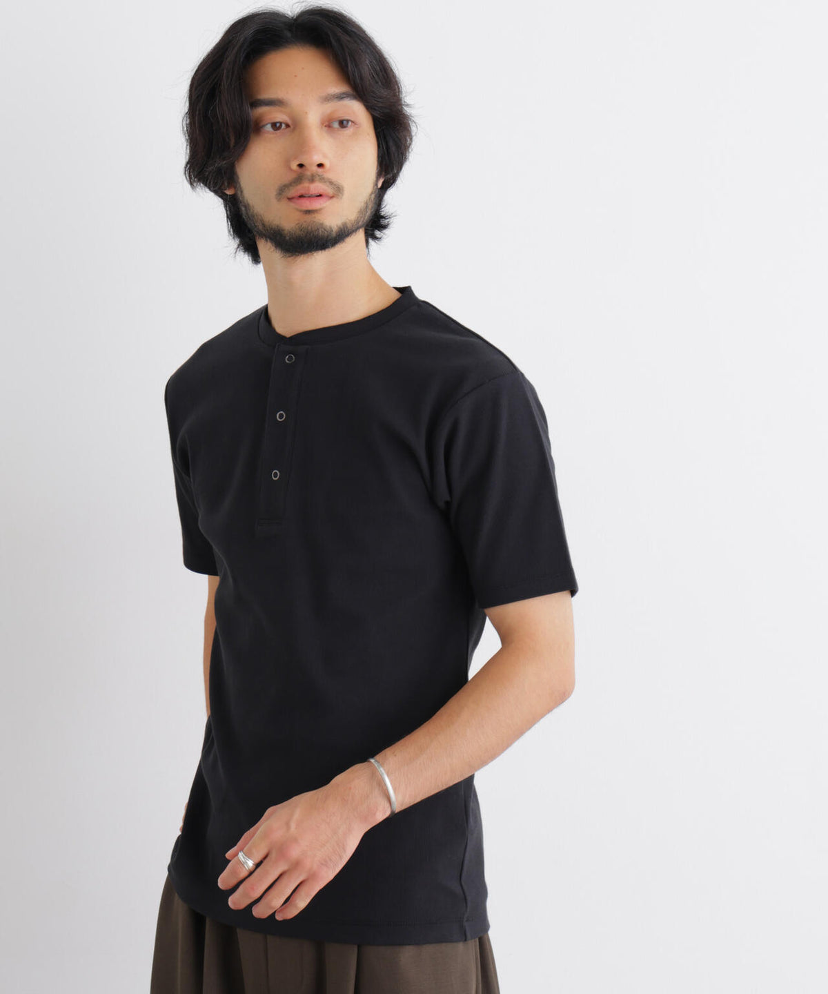 コンパクトヘンリーネックTシャツ 半袖