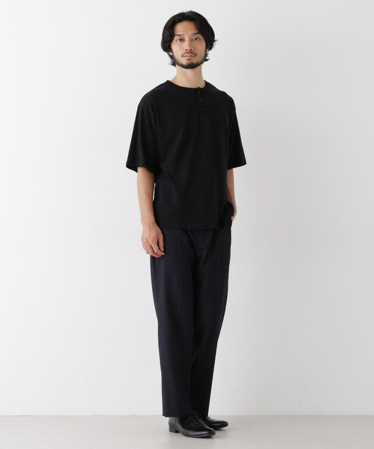 スラブヘンリーワイドTシャツ 半袖