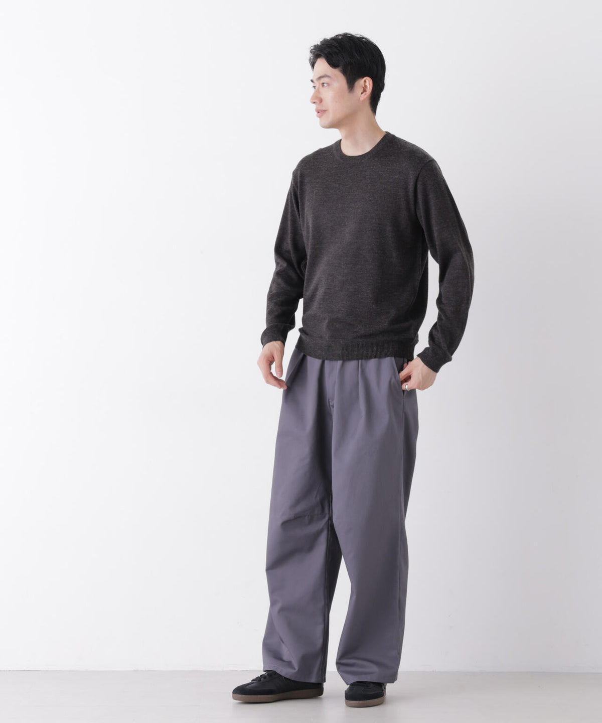 WEB限定/TCツイルワイドタックカーブパンツ