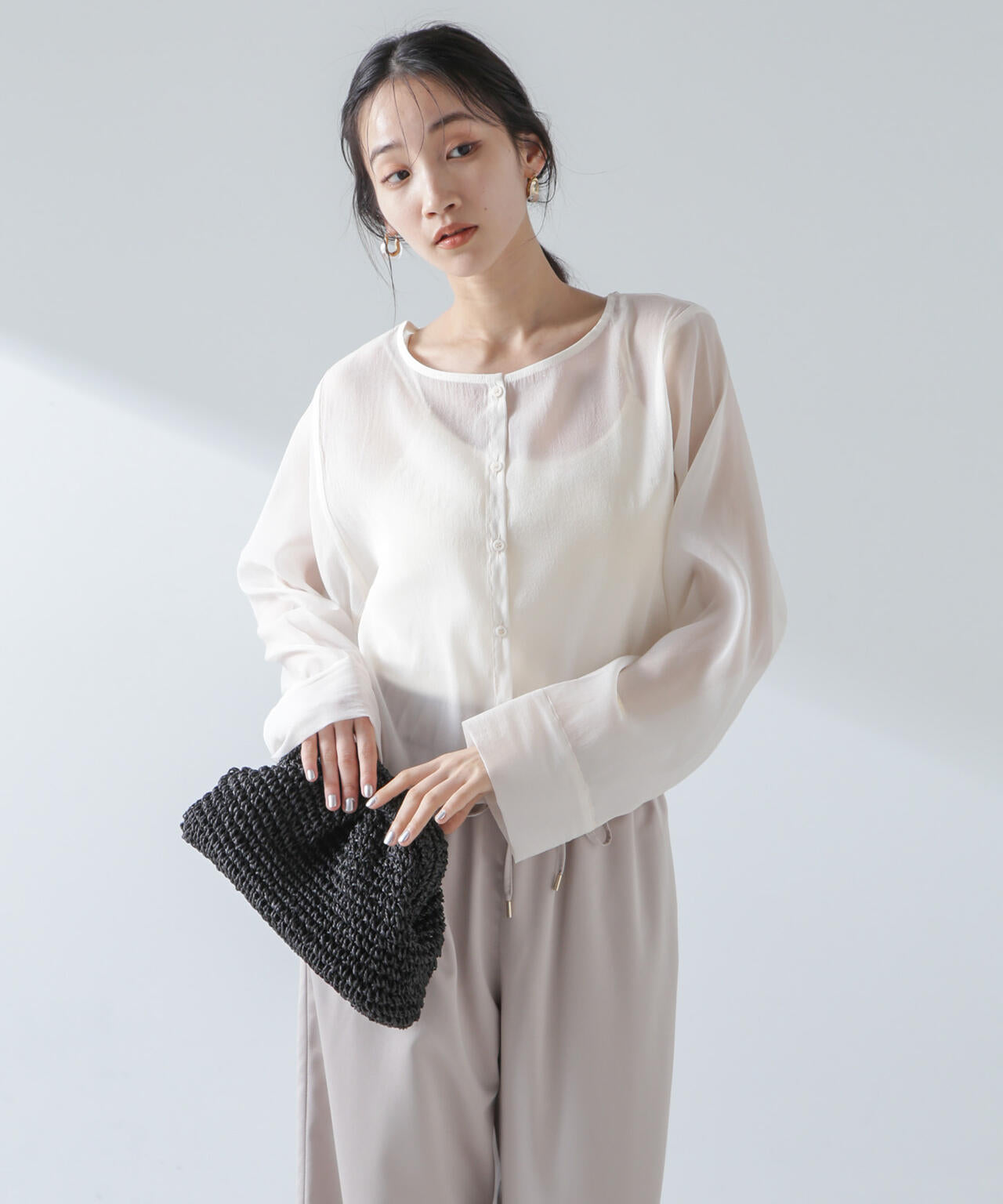 前後2wayワイドスリーブクロップドワイドシャツ
