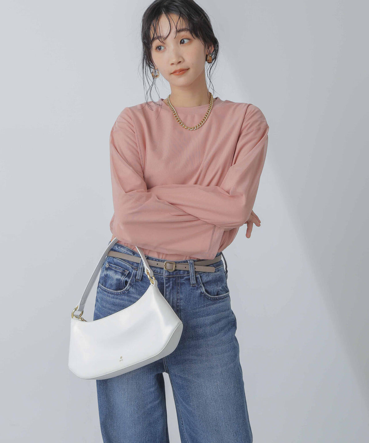 チュールレイヤードロングスリーブTシャツ