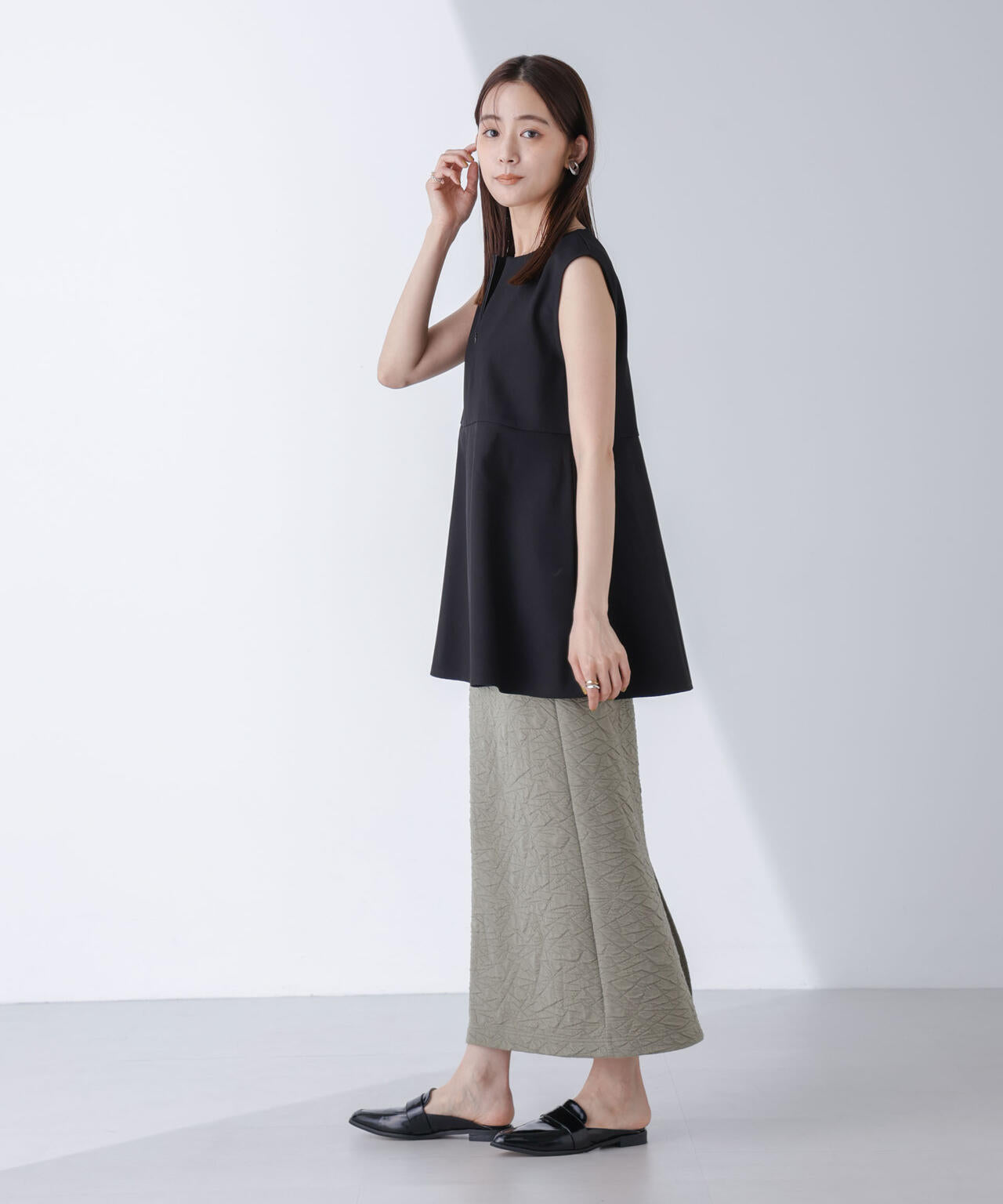 フクレジャガードカットナロースカート(セットアップ可)