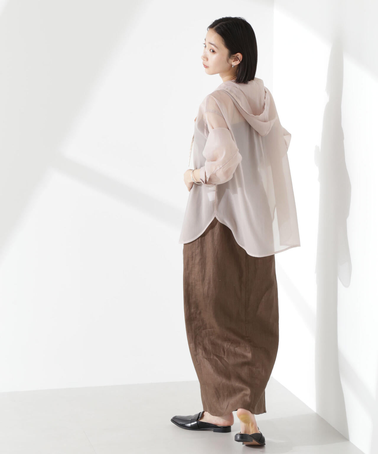シアーフードシャツ