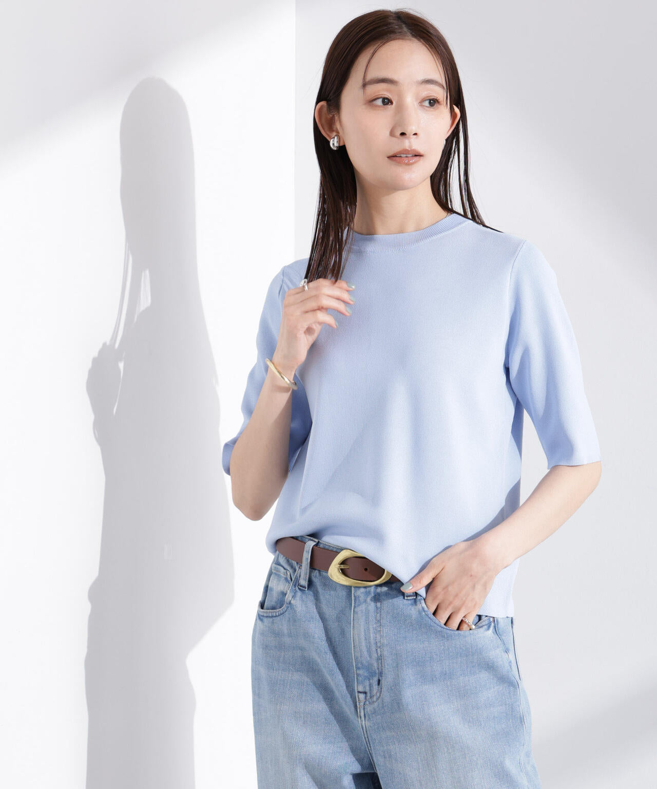 洗濯機洗い可UVカット接触冷感半袖ニット