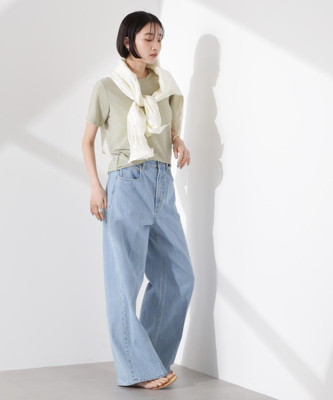 ラメカットクルーネックTシャツ