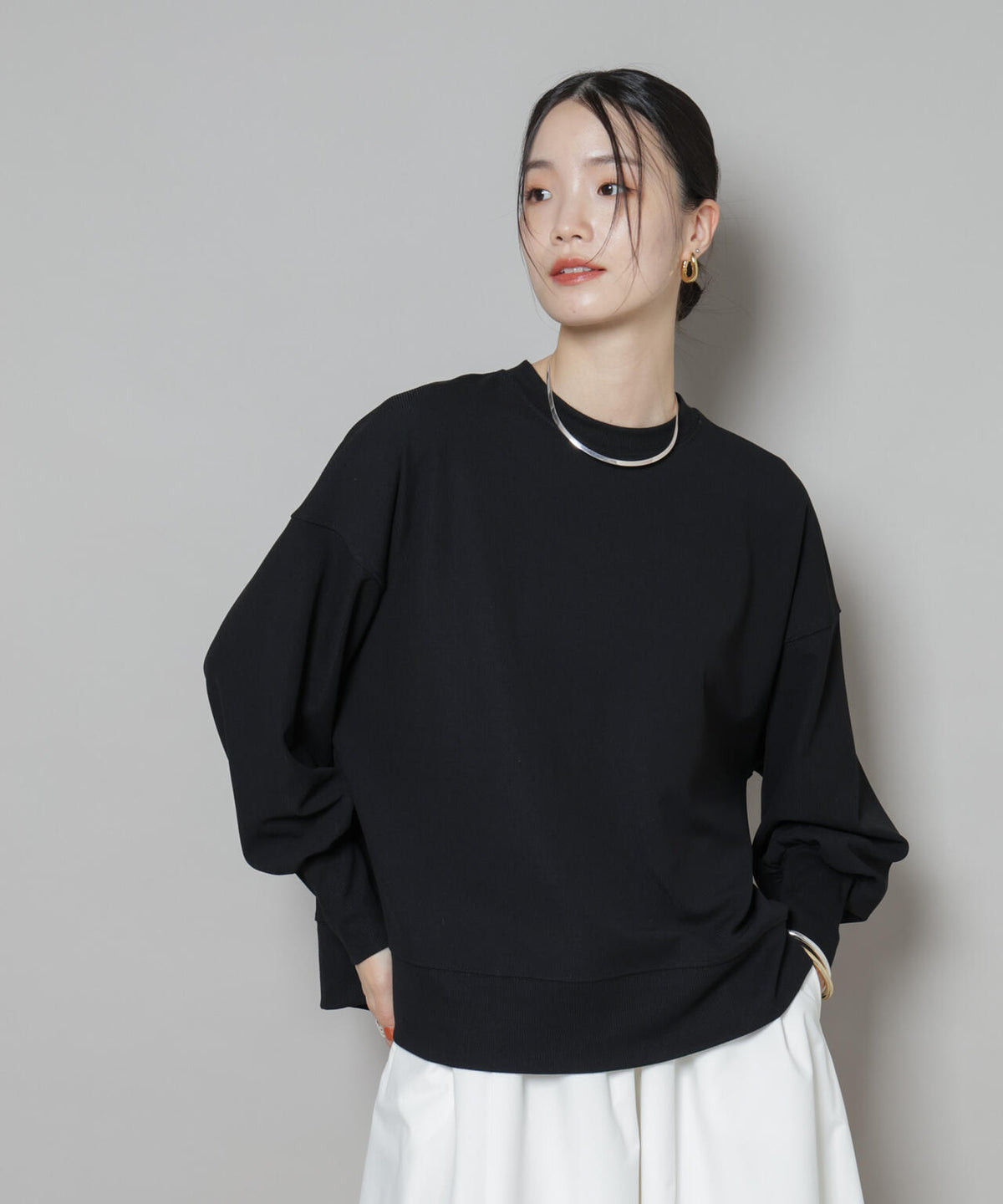 サカリバカットワイドクルーネックトップス(セットアップ可)