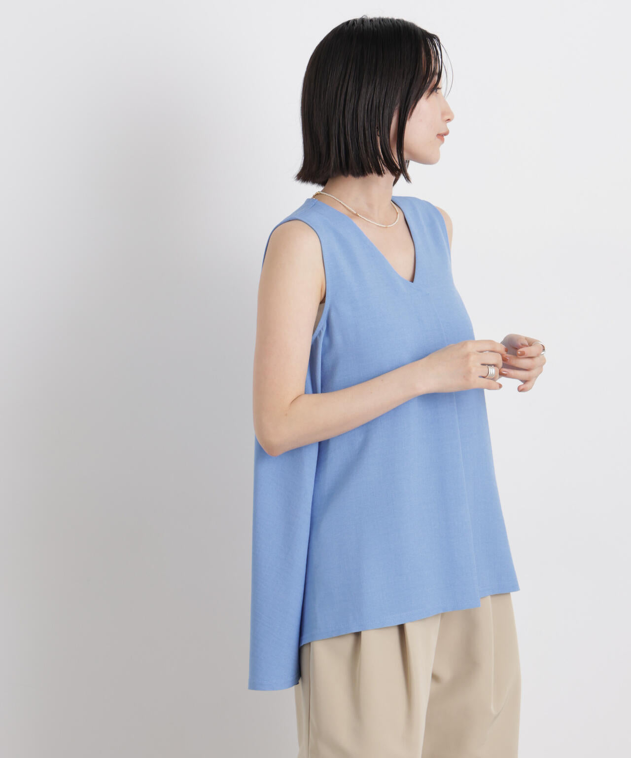 多機能リネンライクケープカラーセットデザインブラウス