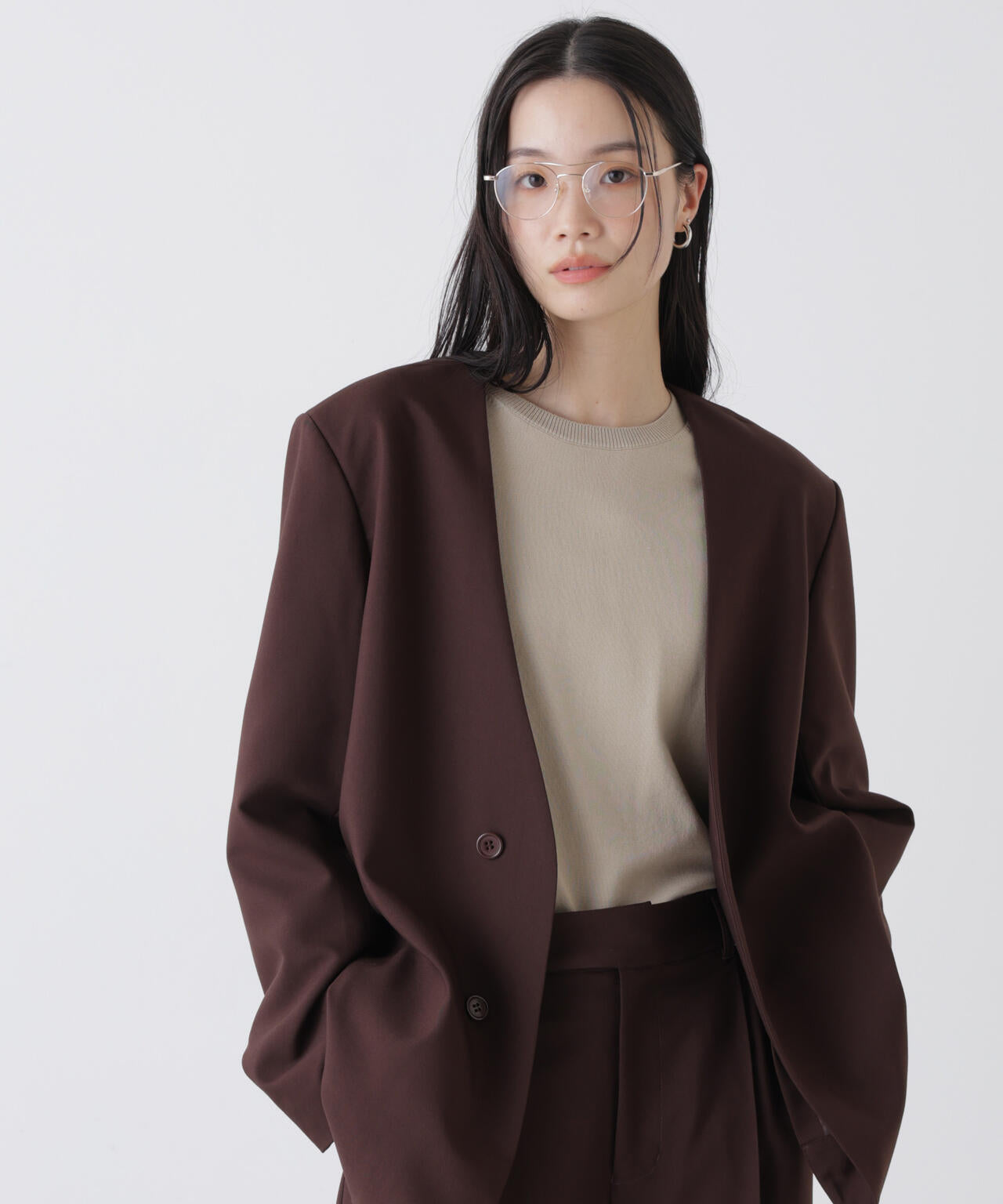 洗濯機洗可バンブーレーヨンニット ワイドクルーネックプルオーバー