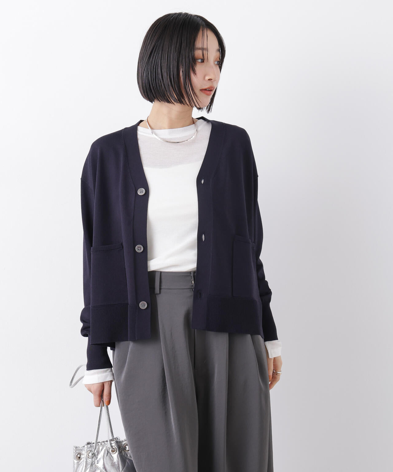 洗濯機洗い可UVカット接触冷感Vネックカーディガン