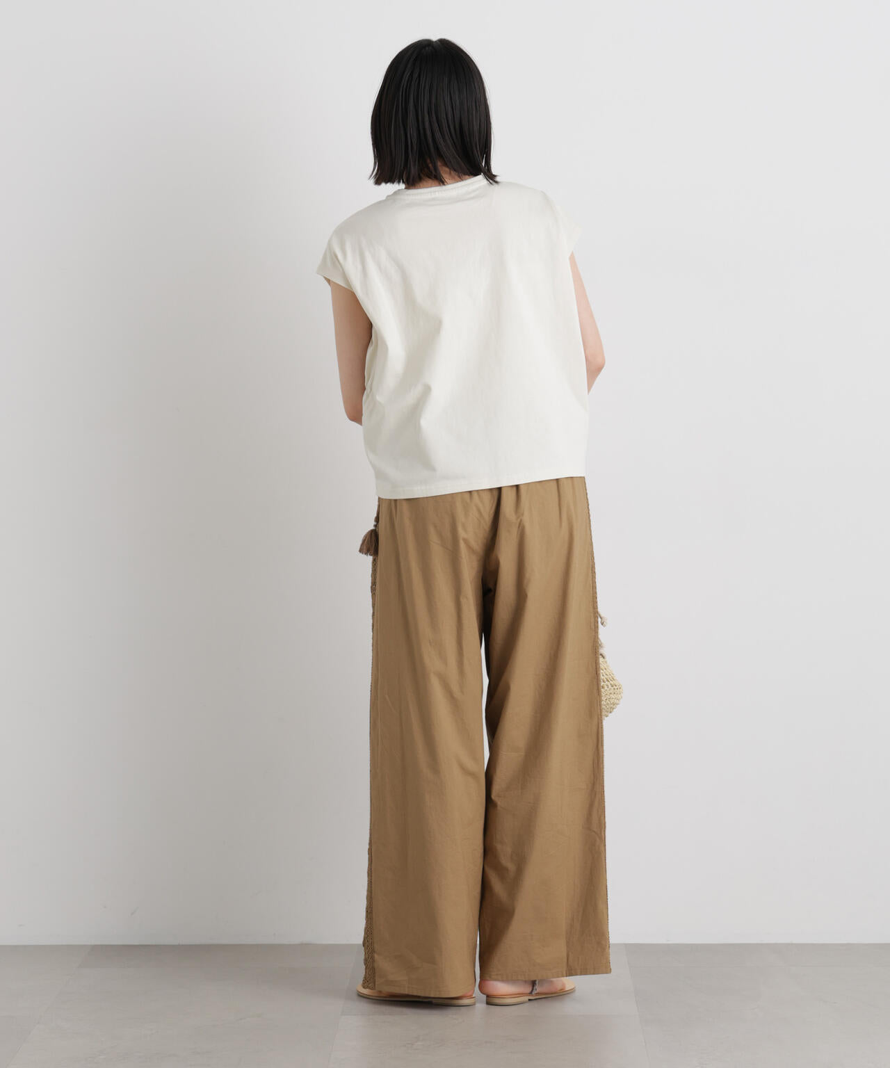 made in INDIA サイドレースワイドパンツ