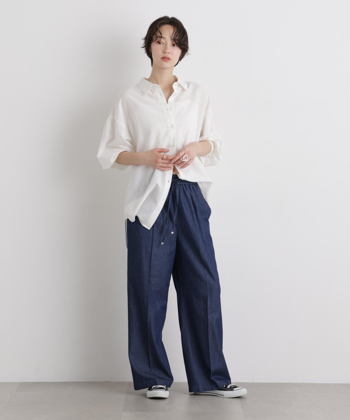 【追加生産】ライトオンスデニムドロストセンタープレスパンツ(セットアップ可)