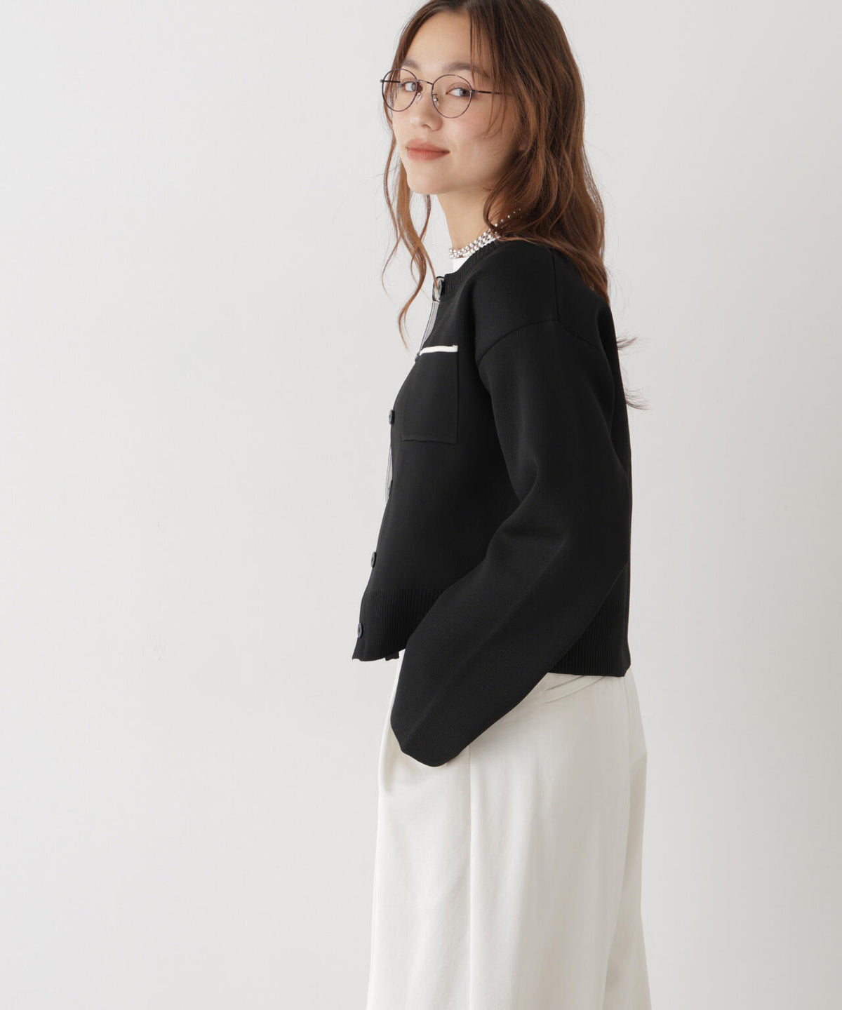 WEB限定/スポンディッシュWフェイスバイカラーニットカーディガン