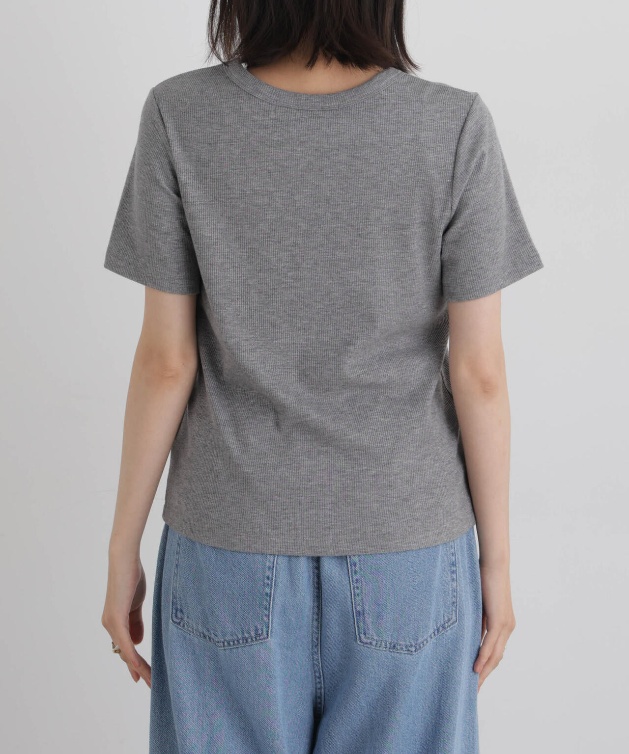 ラメリブカットクルーネックTシャツ