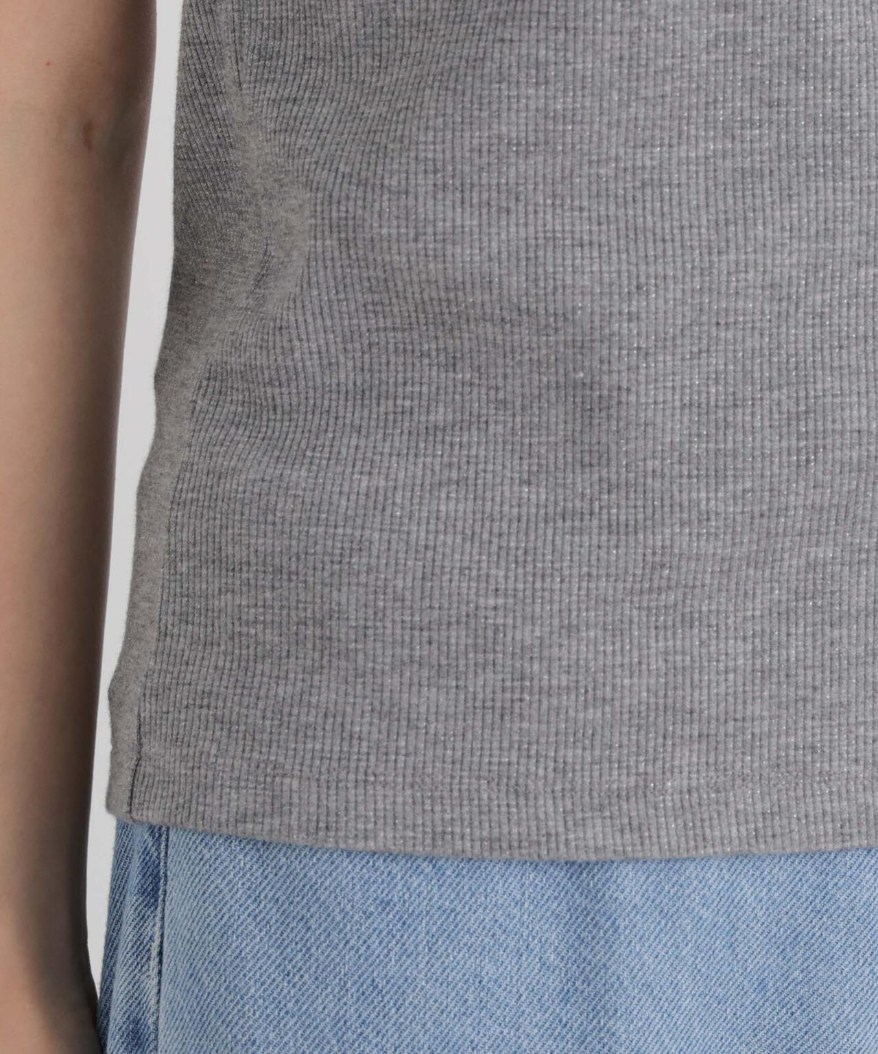 ラメリブカットクルーネックTシャツ