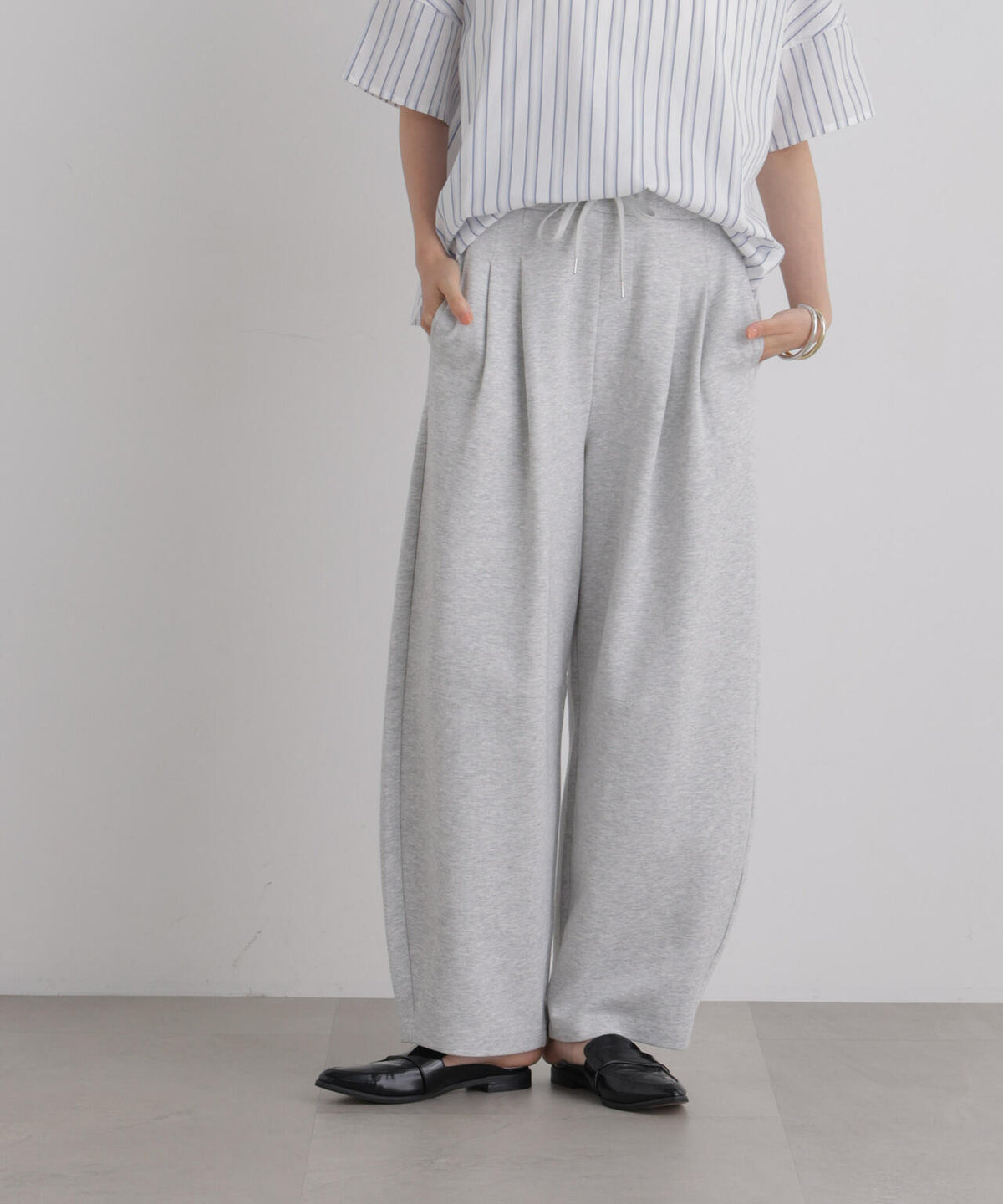 接触冷感ダンボールカットカーブシルエットパンツ(セットアップ可)