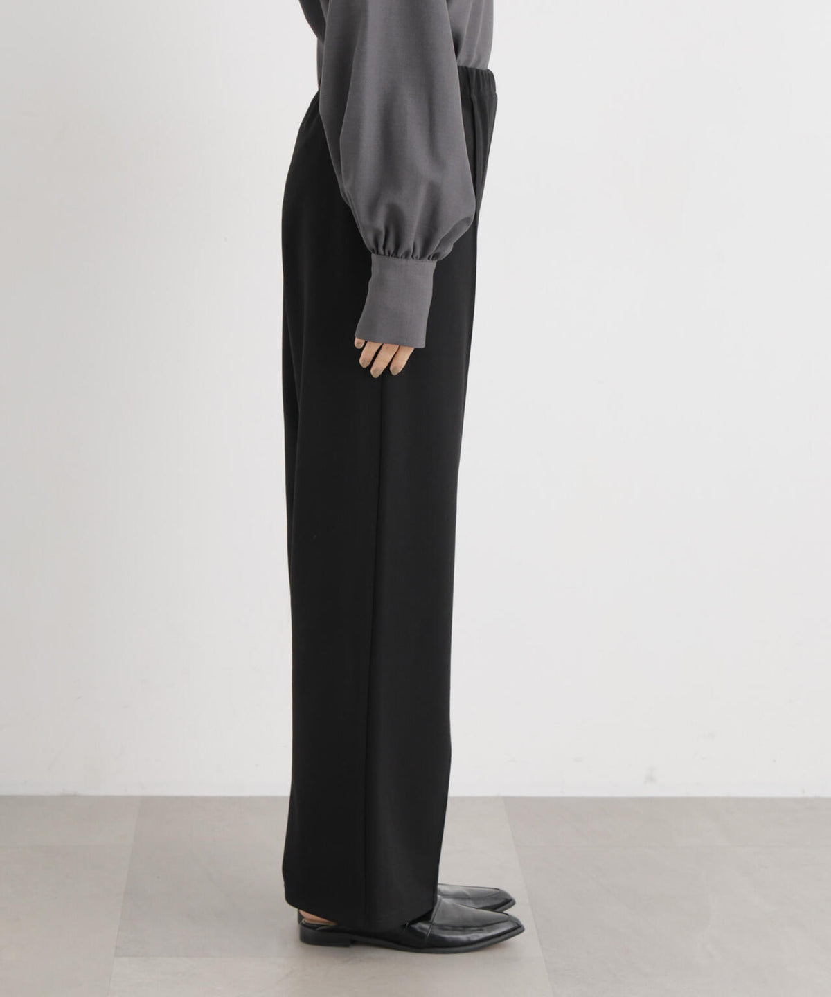ストレッチカットジョーゼットイージーワイドパンツ(セットアップ可)