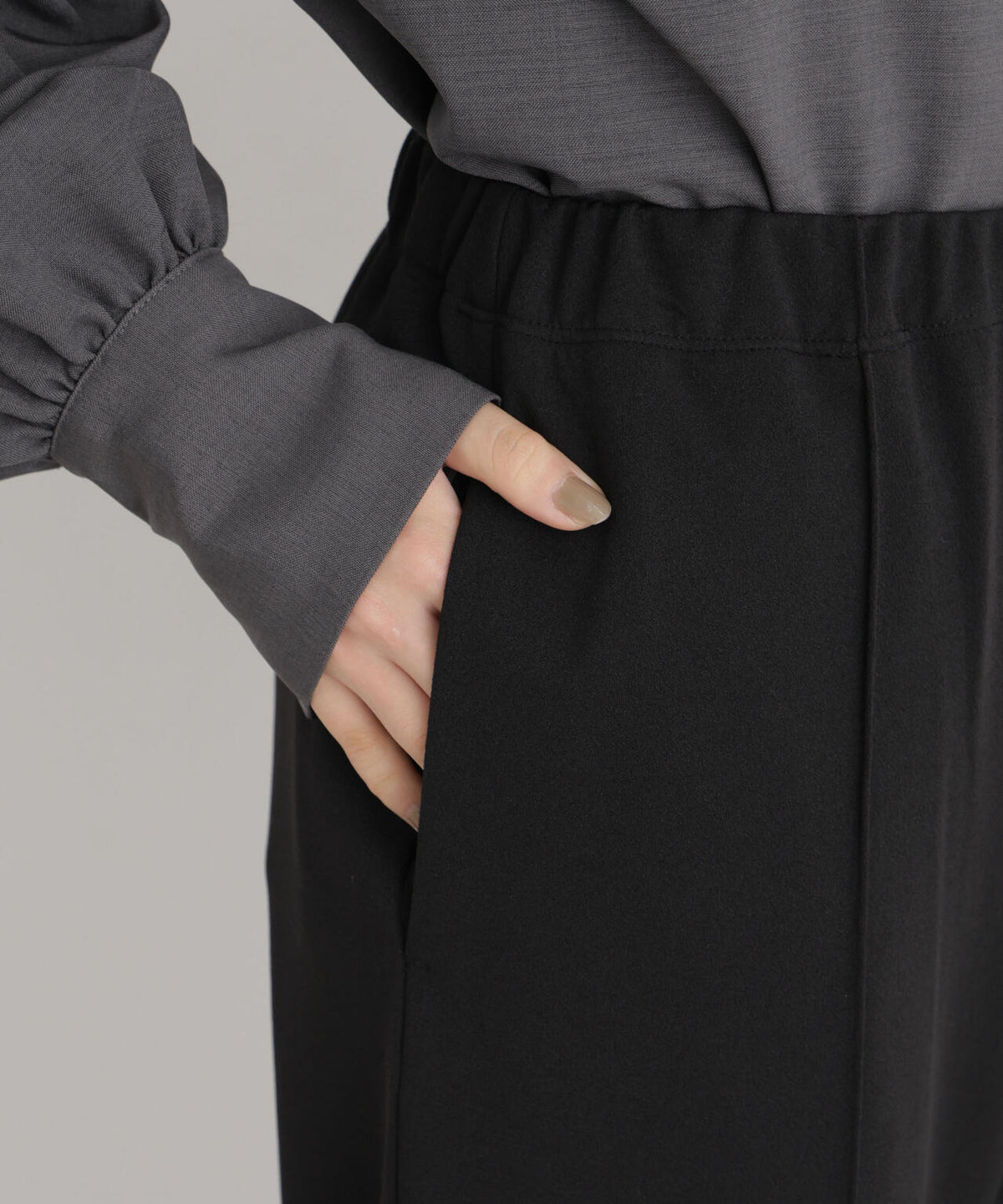 ストレッチカットジョーゼットイージーワイドパンツ(セットアップ可)