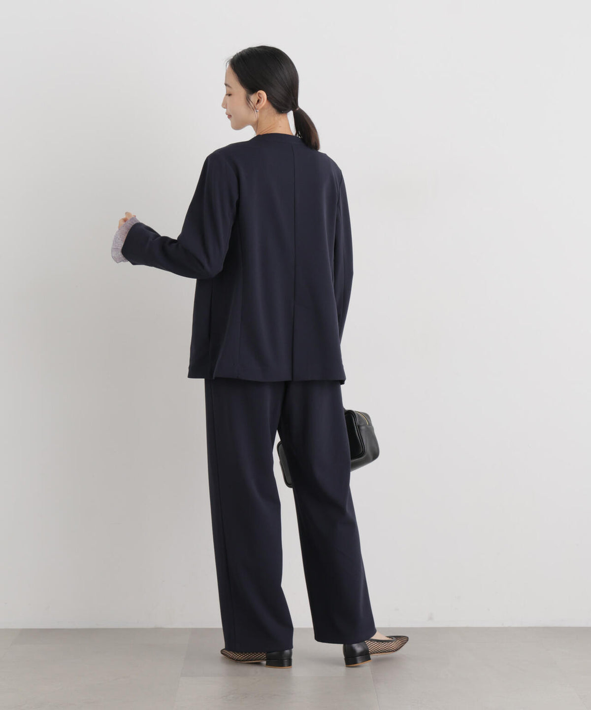 ストレッチカットジョーゼットイージーワイドパンツ(セットアップ可)