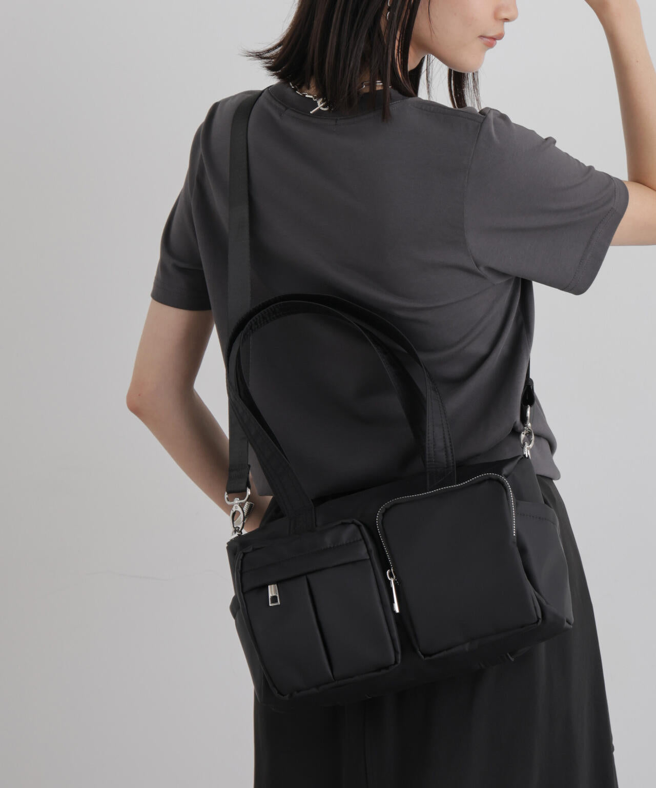 【500mlペットボトル収納可】WEB限定/ナイロンドラム型ポケットボストンバッグ
