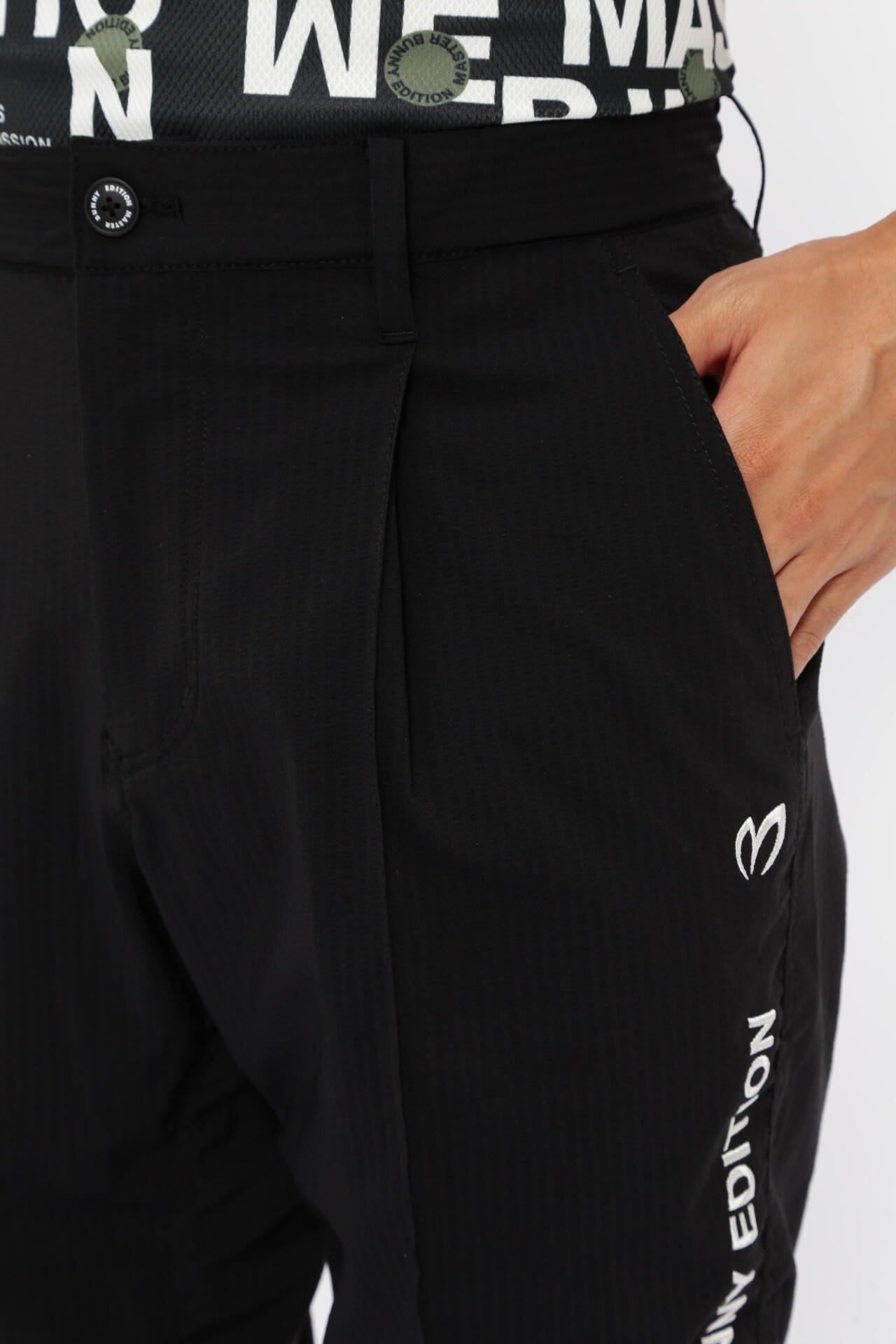 縦編みサッカーストレッチパンツ