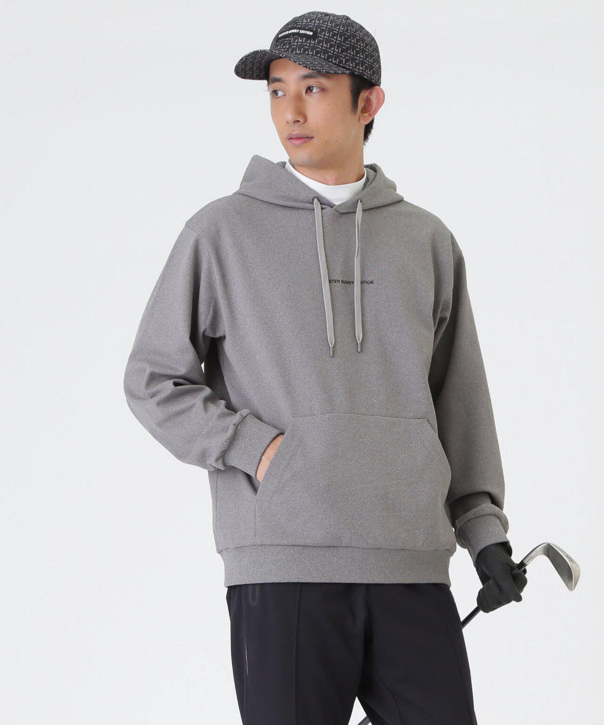 ウールライク接結ヘリンボンフーディプルオーバー (MENS)