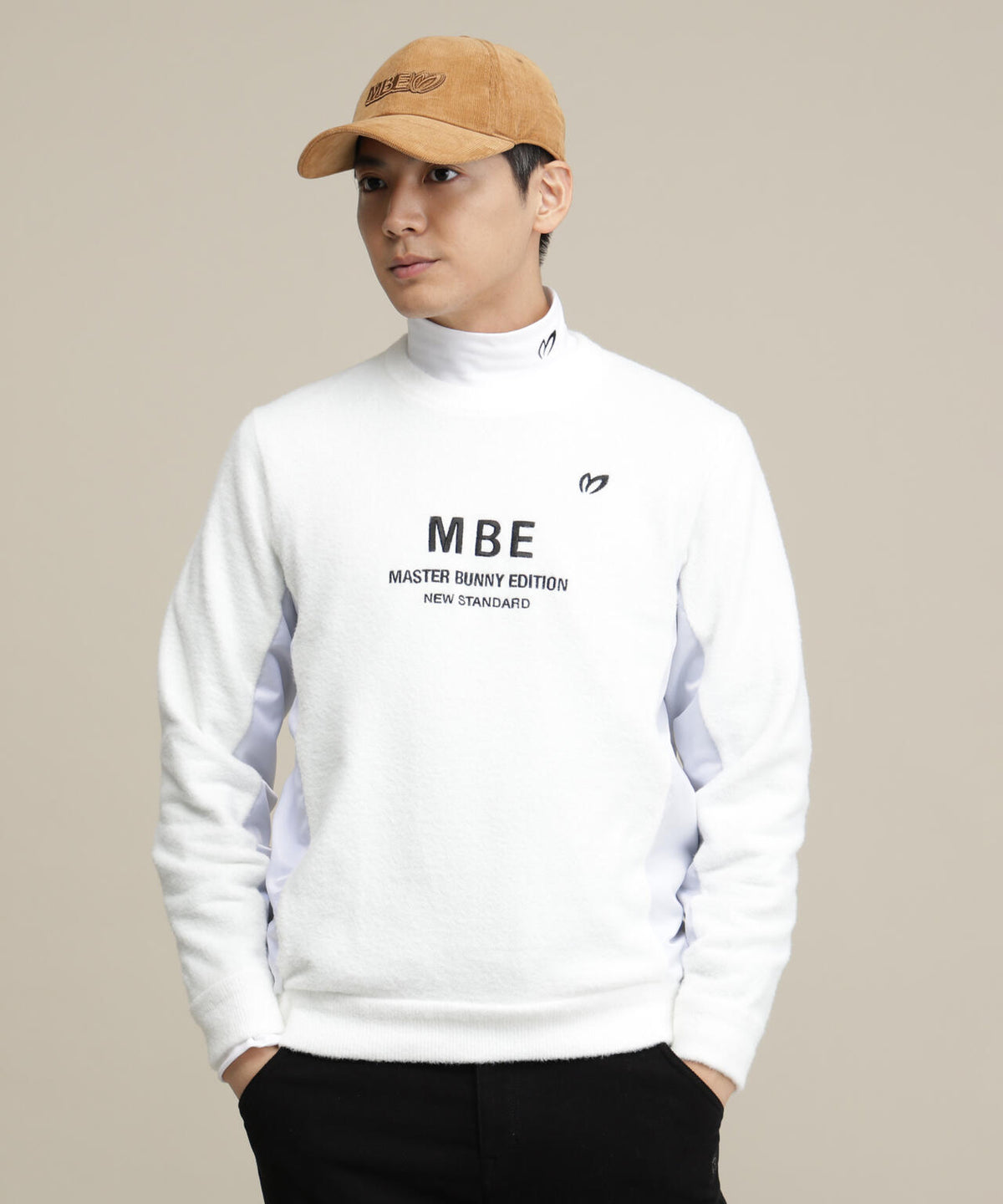 ナイロンフェザーニットクルーネックプルオーバー (MENS)