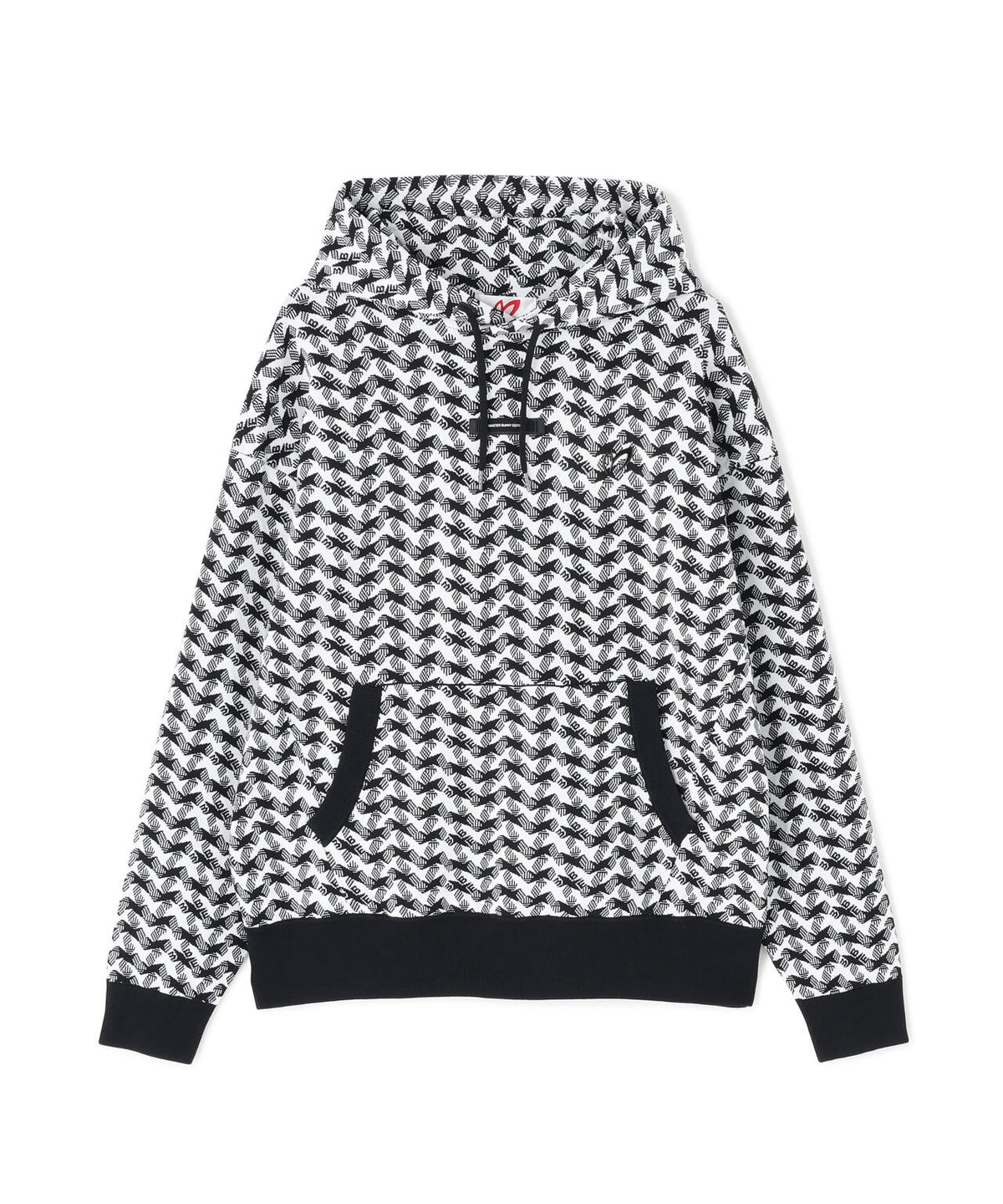 接結ニットフーディプルオーバー <変形千鳥柄> (MENS)