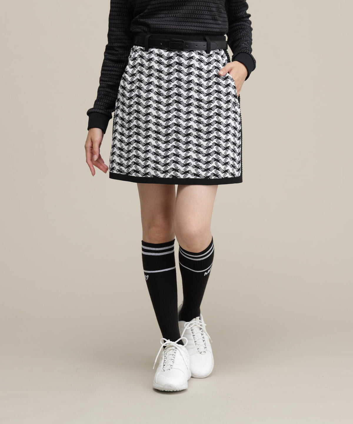 接結ニットスカート <変形千鳥柄> (WOMENS)