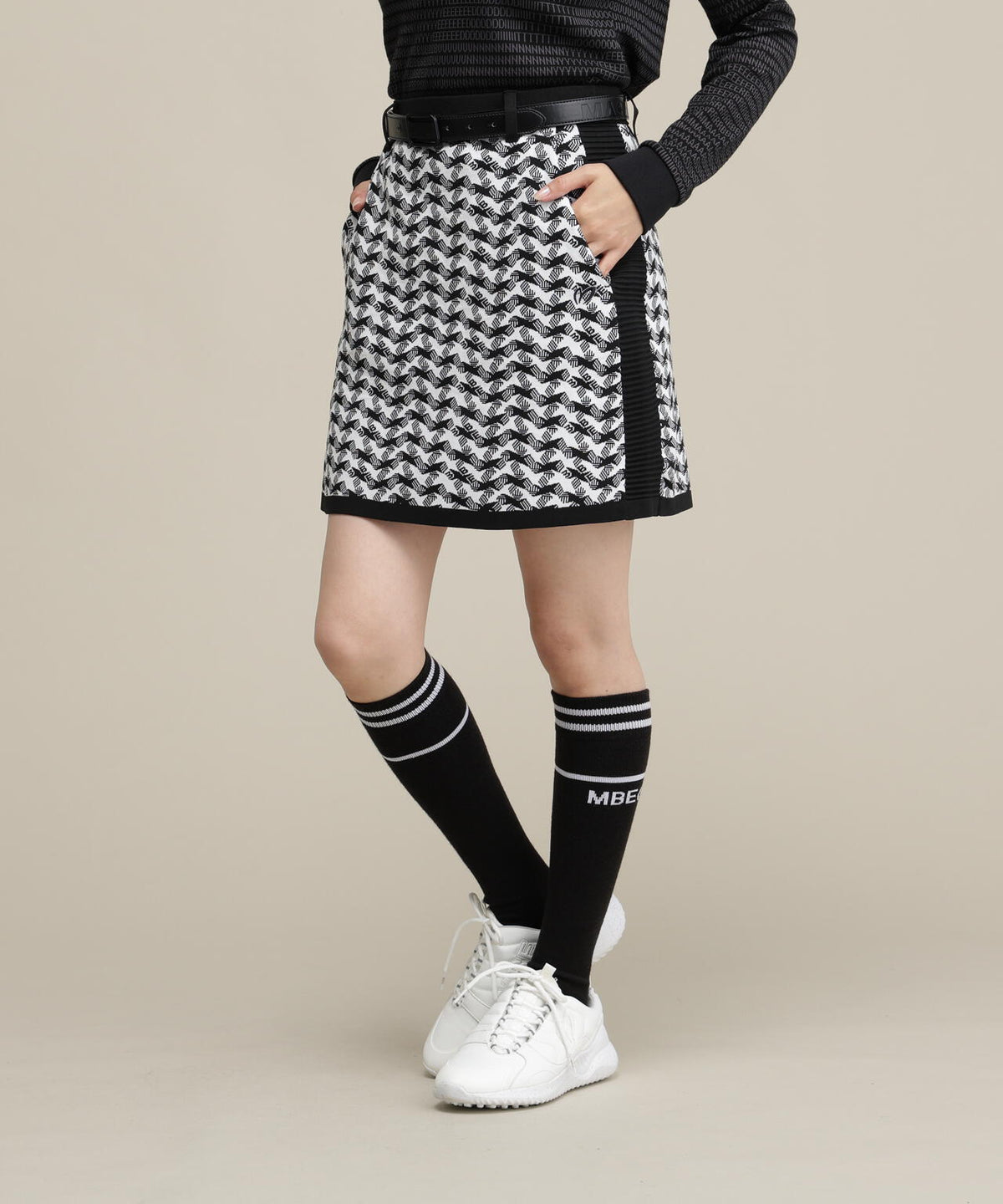 接結ニットスカート <変形千鳥柄> (WOMENS)