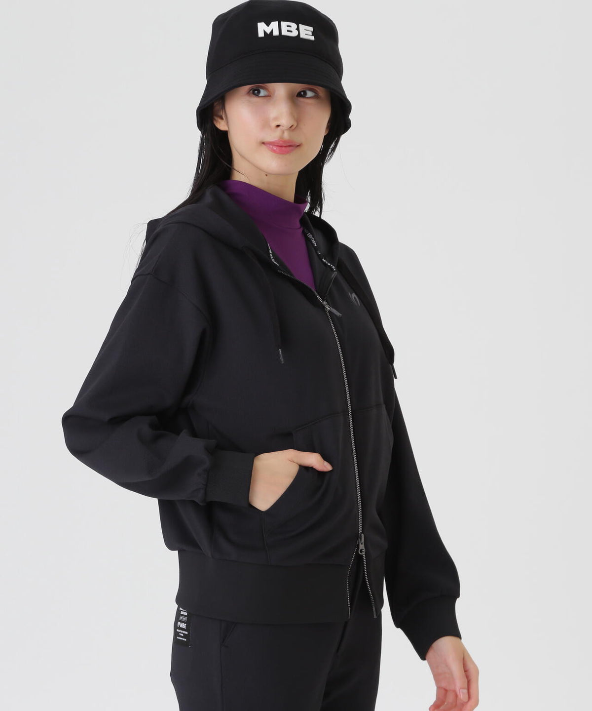 ウールライク接結へリンボンフルジップフーディ (WOMENS)