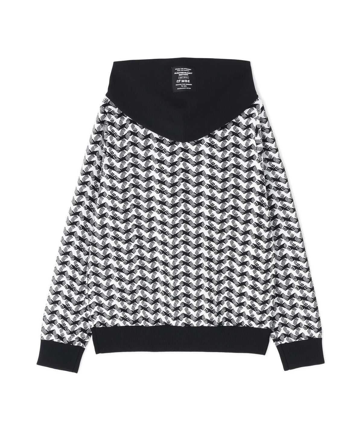 接結ニットフーディプルオーバー <変形千鳥柄> (WOMENS)