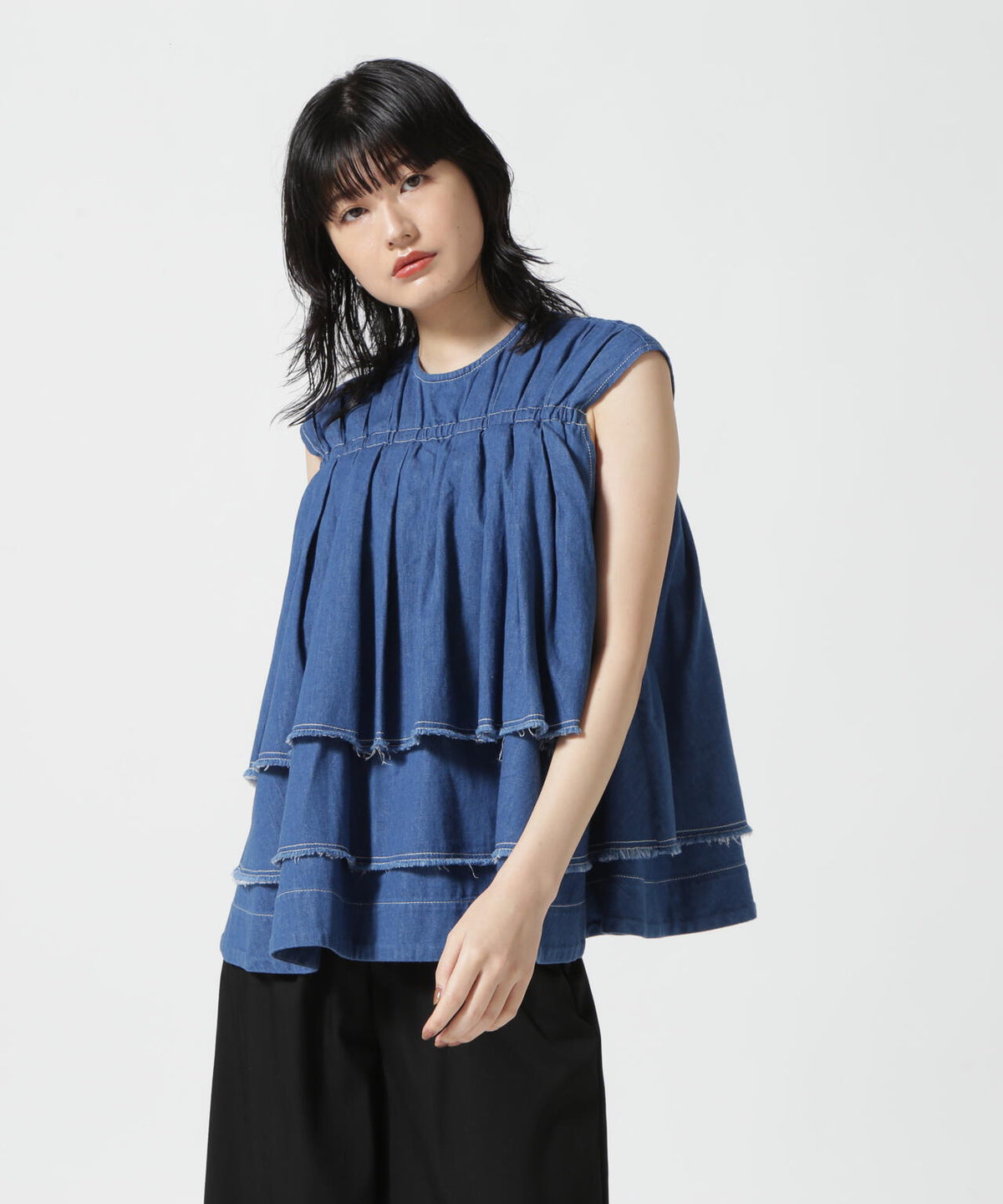 RHODOLIRION/ロドリリオン FRILL TOPS DENIM