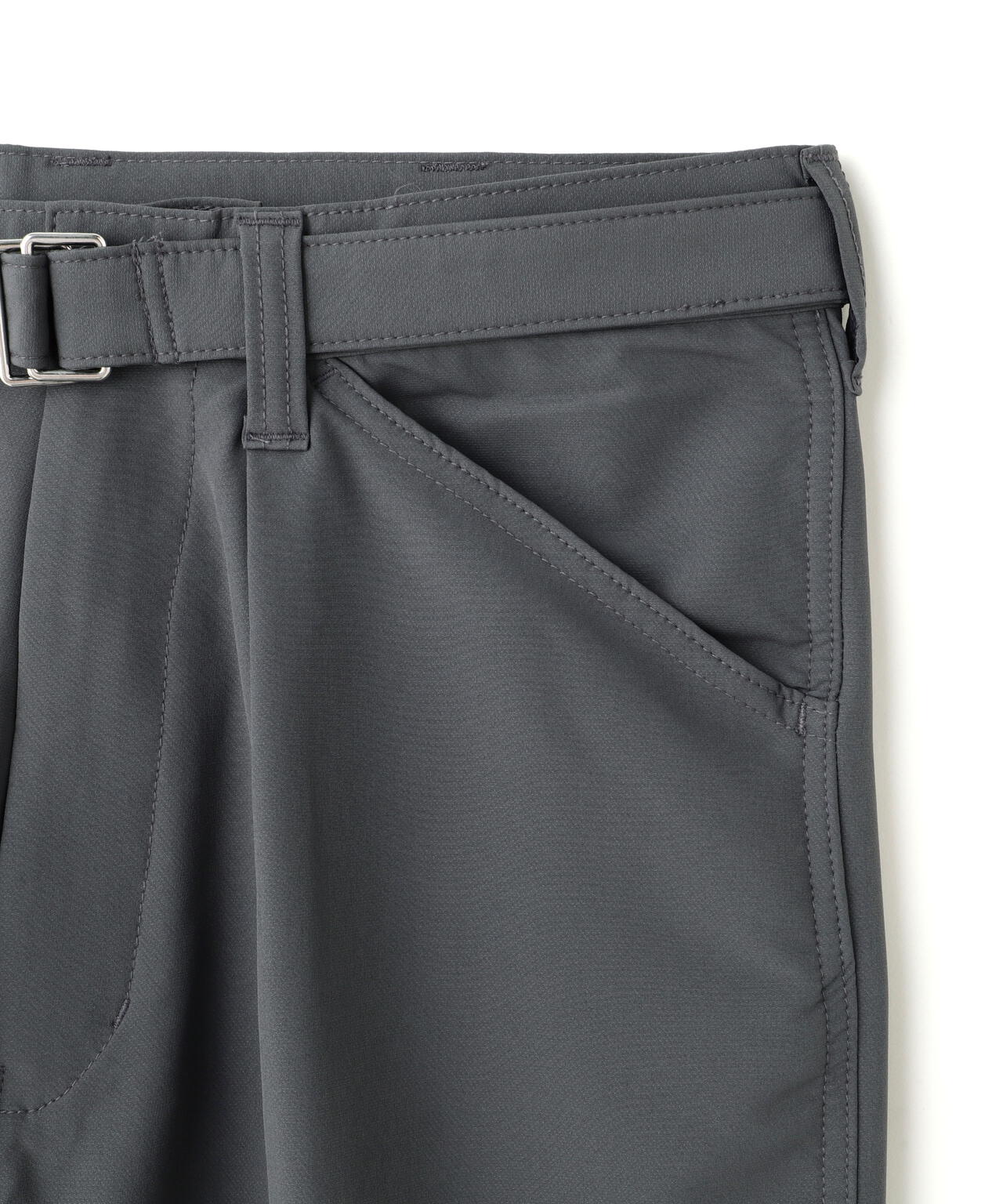 B omnivore STRETCH POLYESTER BELT LOOSE PANTS